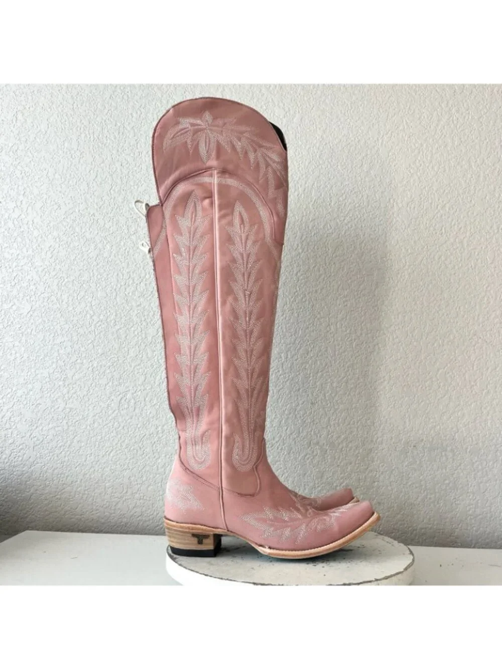 Lane LEXINGTON Over the Knee Pink Cowboy Boots Western Cowgirl Snip Toe Tall 7.5